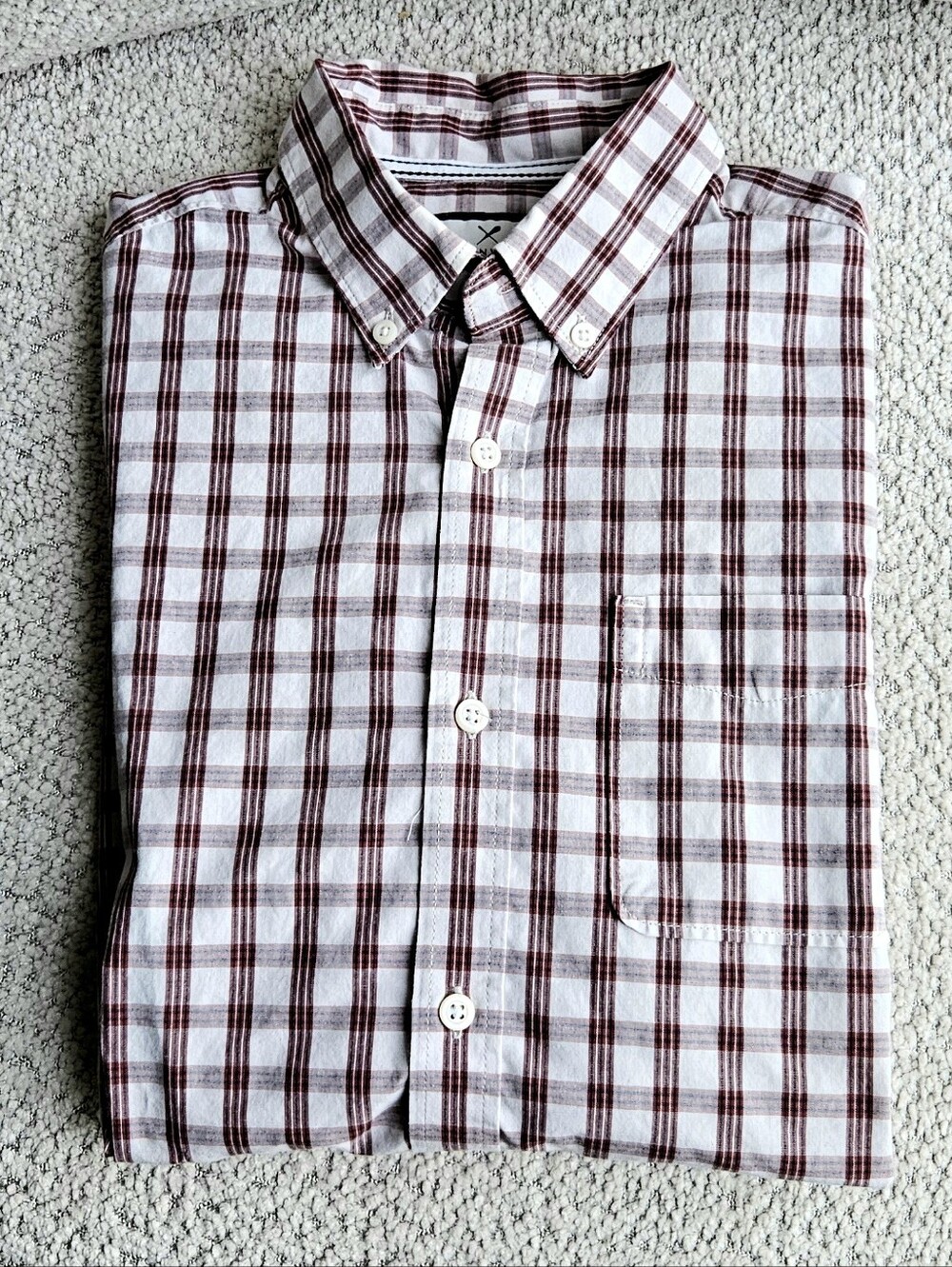 Denver Hayes Short Sleeve Plaid Button Up Shirt Mens Small Modern Fit
